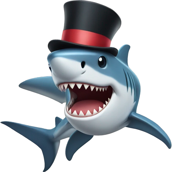 Shark with a top hat emoji
