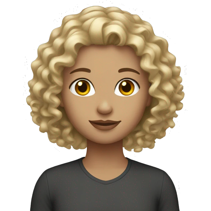 Brunette curly hair with blonde straight hair emoji