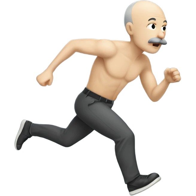 bald man with grey  moustache running emoji