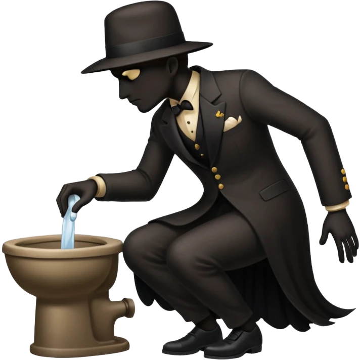 shadow man with full dress on and peeing in side pose emoji