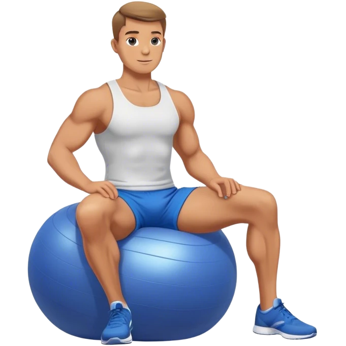 fit man with blue shorts stability ball exercises emoji