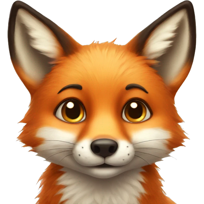 Cute little adorable fox with a butterfly on his nose emoji