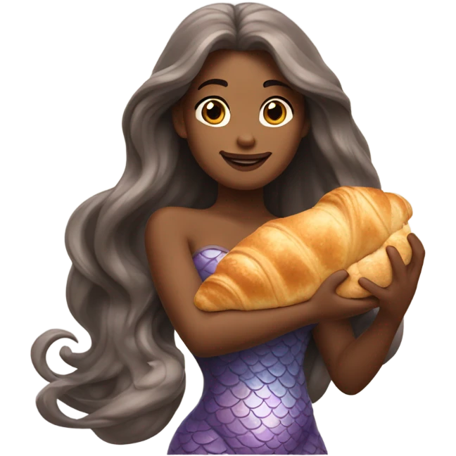 a mermaid holding a croissant  emoji