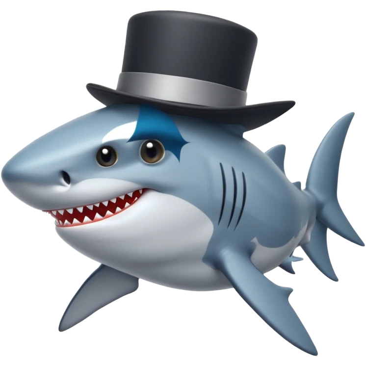Shark with a top hat emoji