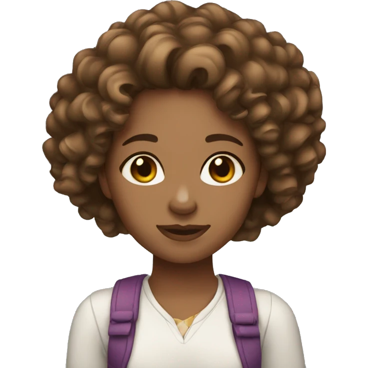 girl emoji light skin with curly brown hair emoji