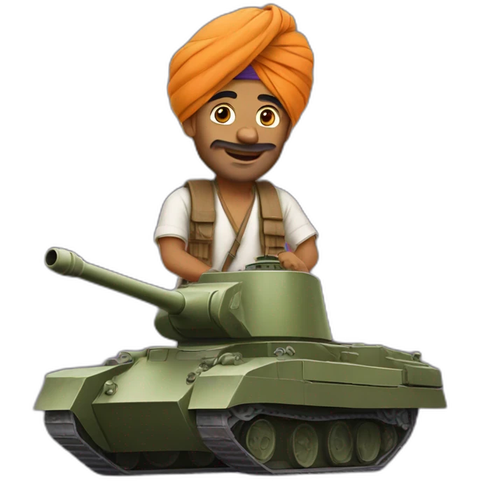 Indian man in a turban rides a tank emoji