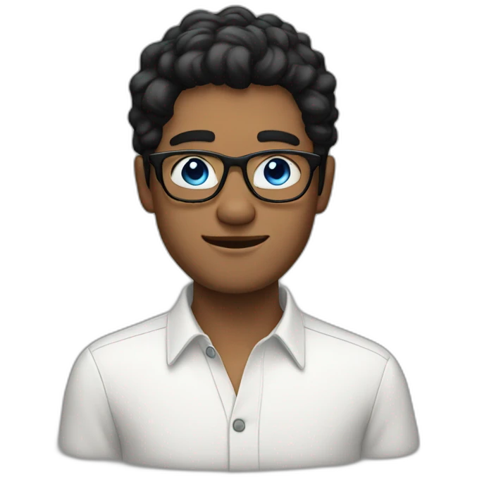Men, black hair, blue eyes, glasses, xmas emoji