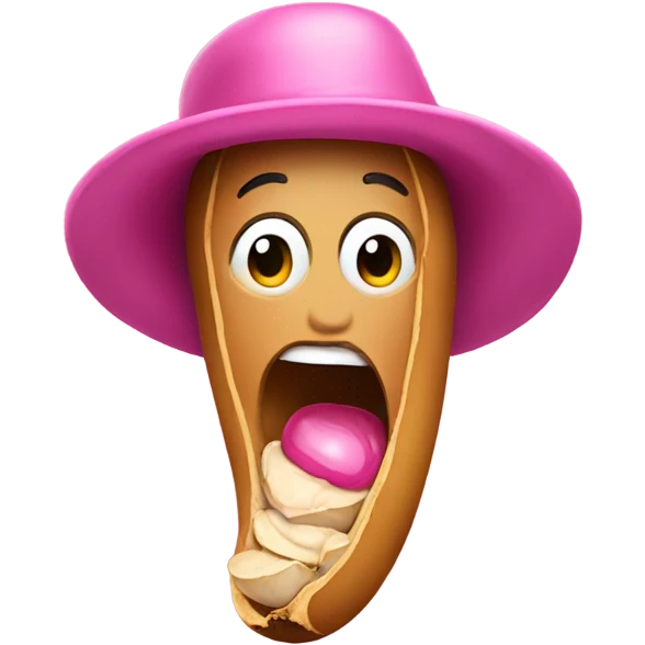 realistic peanut shell with a pink hat emoji