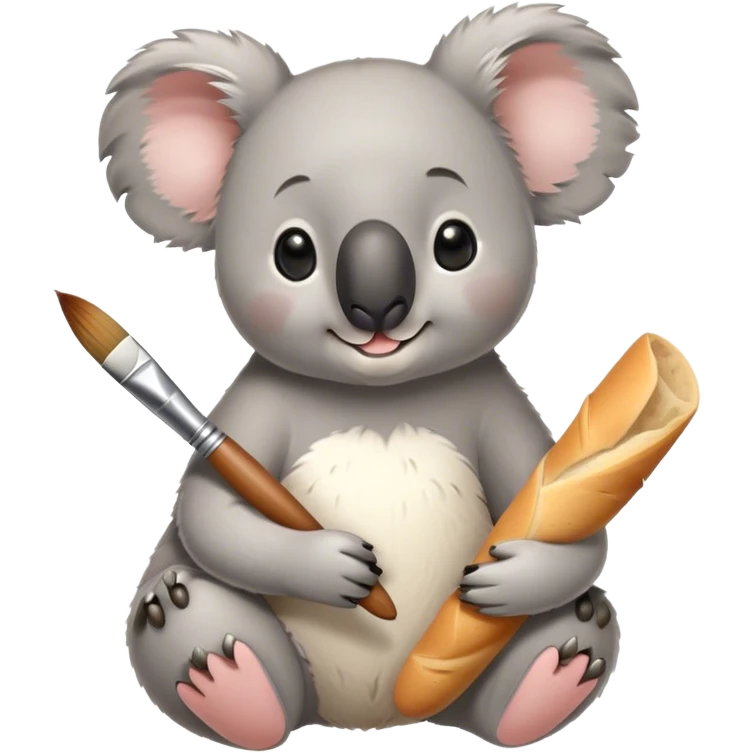 Koala with paintbrush and baguette  emoji