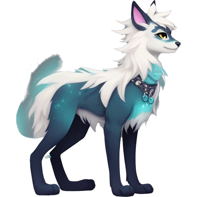 Cool cute Kawaii edgy fantasy animal sparkle fursona Fionbri by griffsnuff & LiLaiRa & Falvie full body emoji