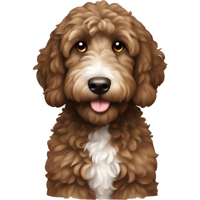 Dark Brown goldendoodle with white chest emoji