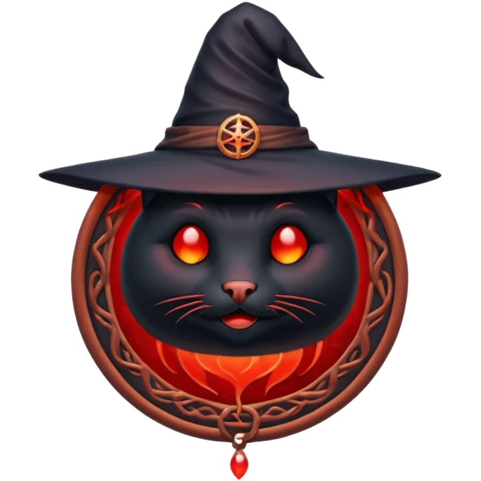 iOS emoji, dark fantasy magic seal, witch symbol, web pattern, red glow, minimal clean style emoji