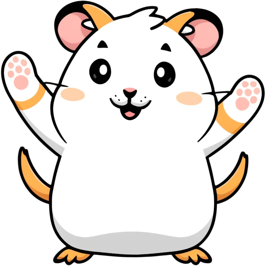 hamster saying hello, cartoonish sticker style emoji