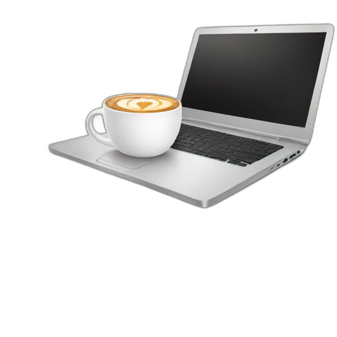 Laptop with cup of coffee emoji