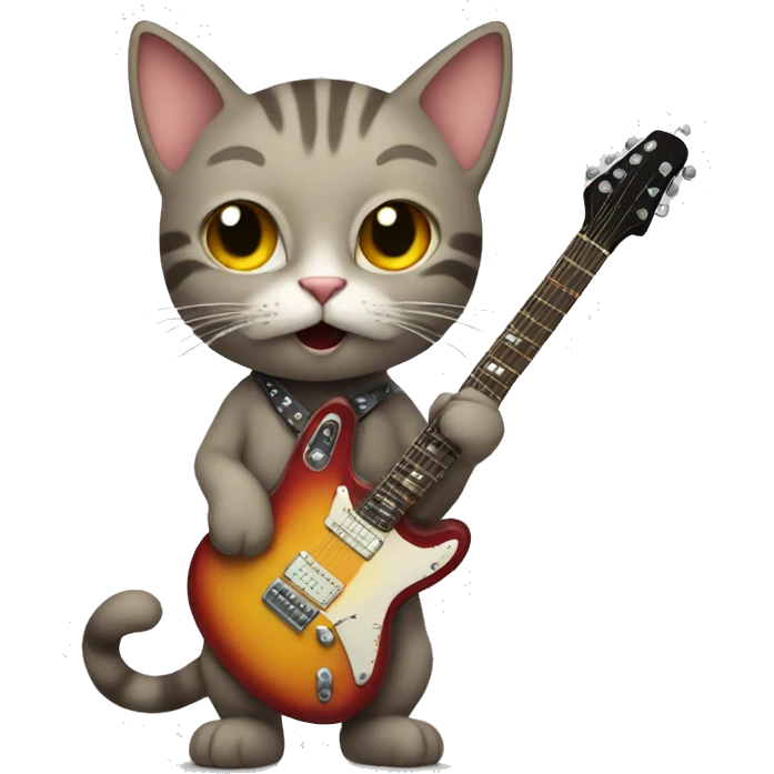 Cat with electric guitar emoji