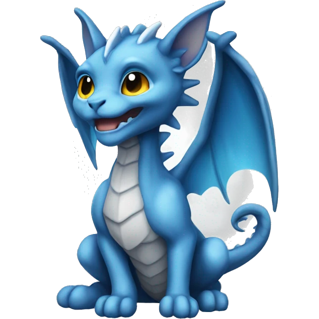 blue dragon wings on grey kitten emoji