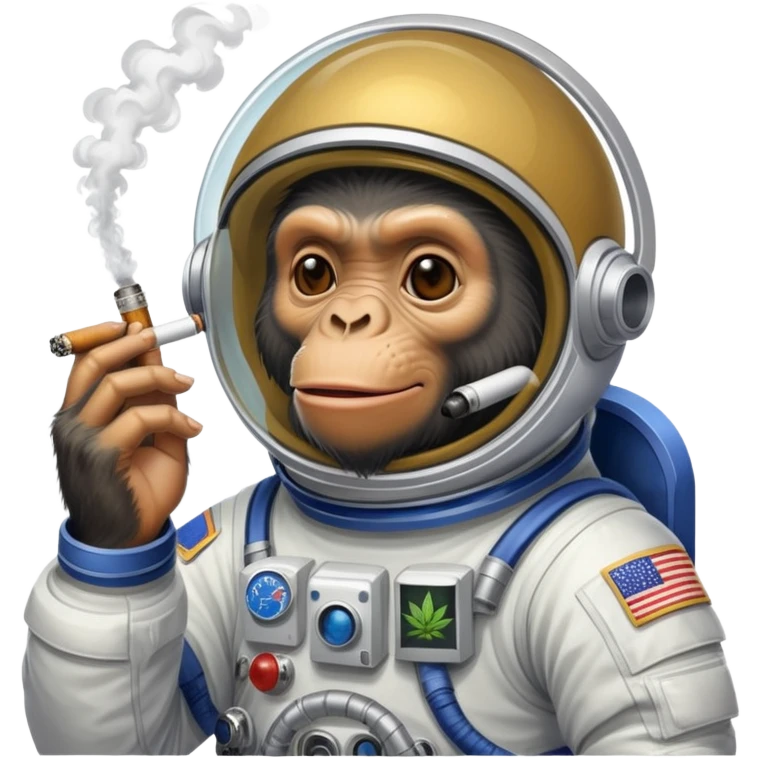 multiple apes in space suits floating smoking weed emoji