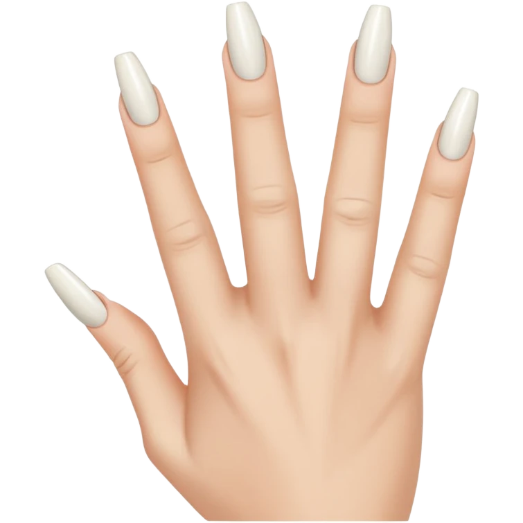 Regular hand, back of hand, raised middle finger only, woman’s hand, caucasian, long coffin, shaped nails, French manicure emoji