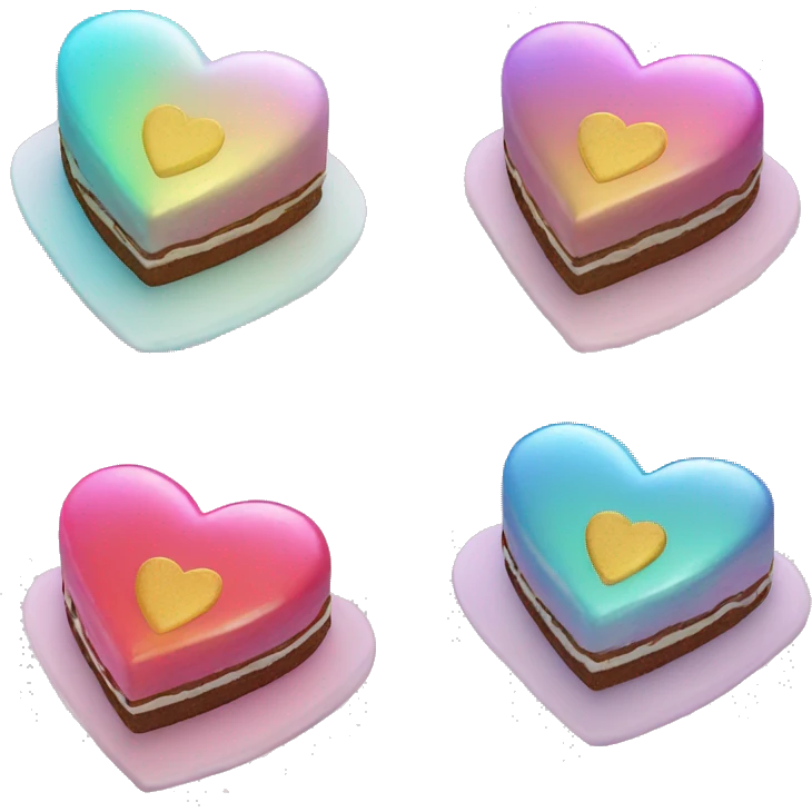 Iridescent heart shaped cake emoji