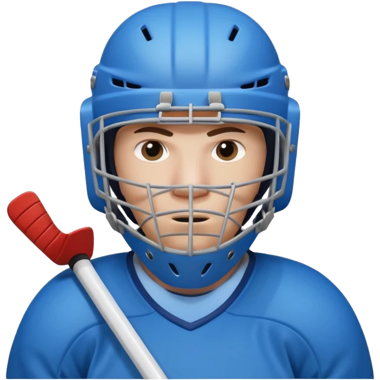 ice hockey goalie portrait, head and shoulders only, wearing goalie mask and helmet, padded jersey collar, holding goalie stick, focused intense expression, 3D cartoon style, mobile game icon style, clean background, no text, no watermark

 emoji