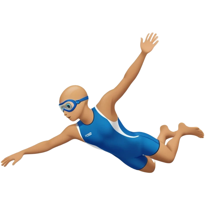 determined pool diver dives into a pool of confidence blue water underneath  emoji