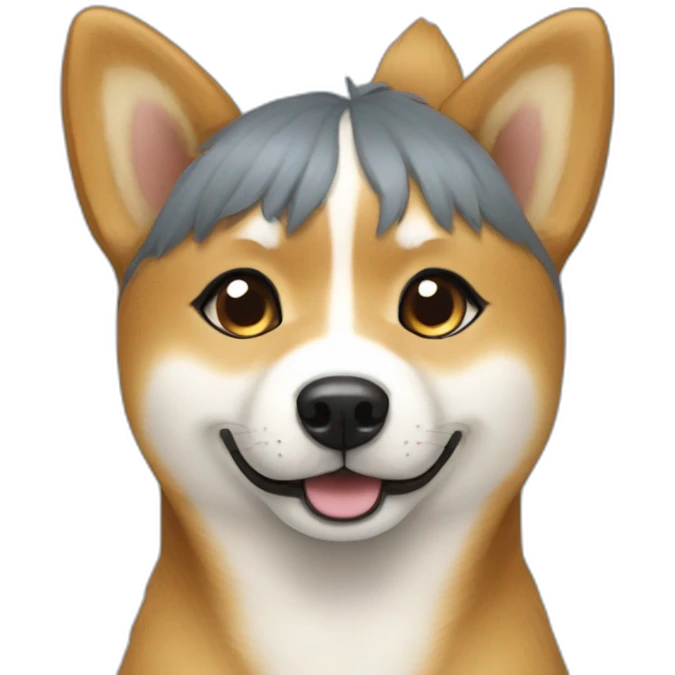 Shiba inu avec une fille cheveux bleus emoji