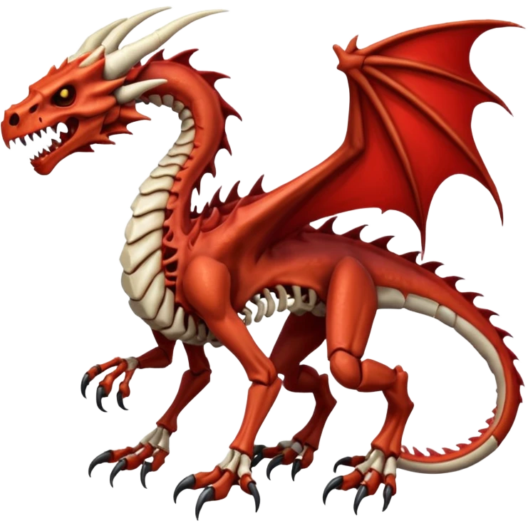  skeletal skeleton bone dragon with blood markings emoji
