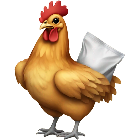 Chicken with a bag emoji