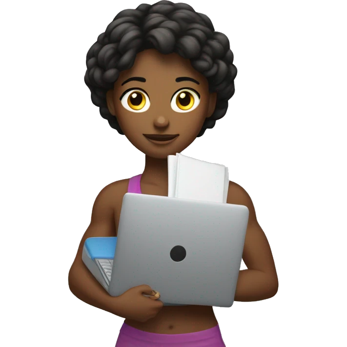side muscular girl with laptop  emoji
