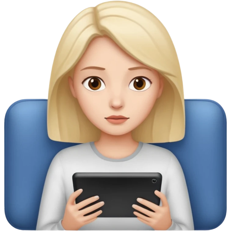 Woman watching movie on tablet emoji