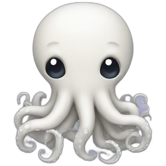 cute white kraken with cute face shy blushing emoji