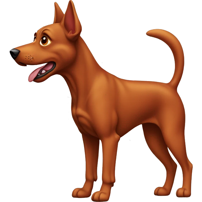 solid red dog with pointed ears running emoji