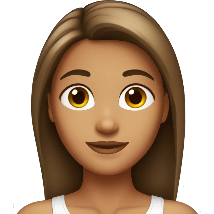 a tanned girl with brown medium hair emoji