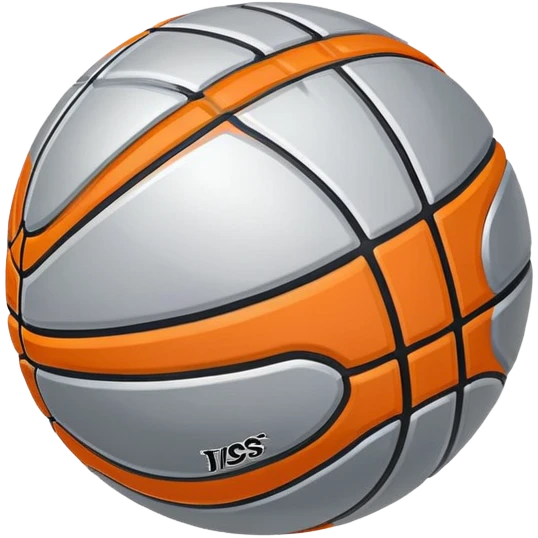 shiny silver basketball with orange seams, metallic silver material, reflective surface emoji