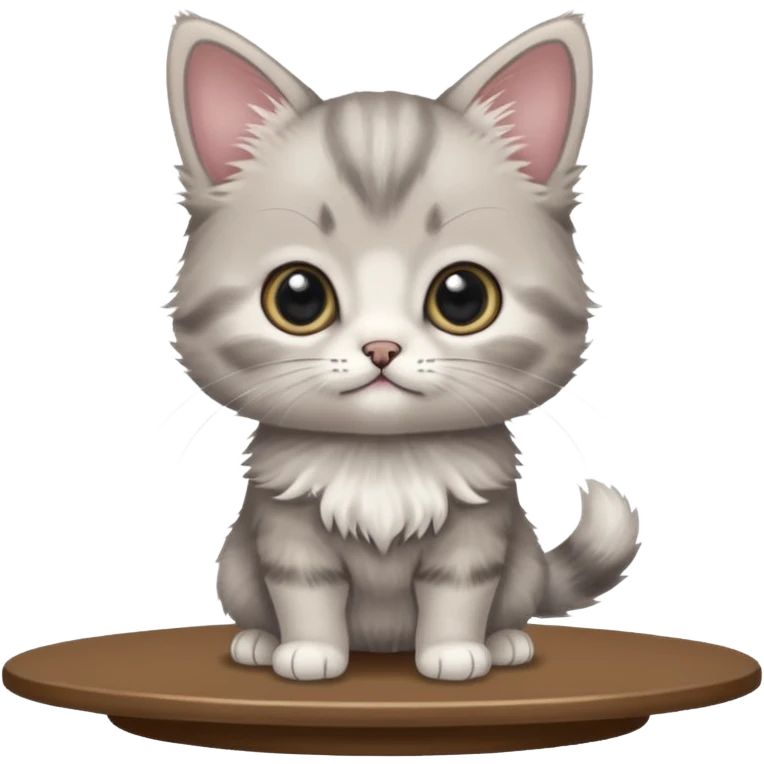 Munchkin kitten standing over the table gray  emoji
