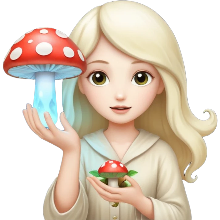 Light being with a mushroom in the hand emoji