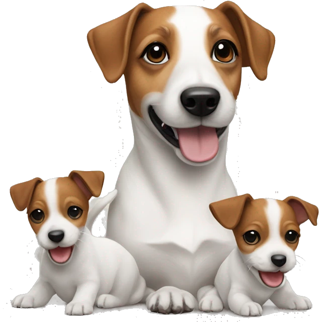 Jack Russell dog with 2 puppies emoji