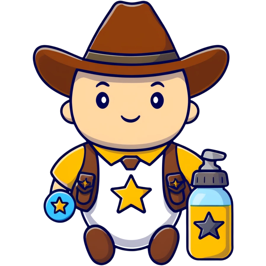 sheriff badge with star and baby feeding bottle in center emoji