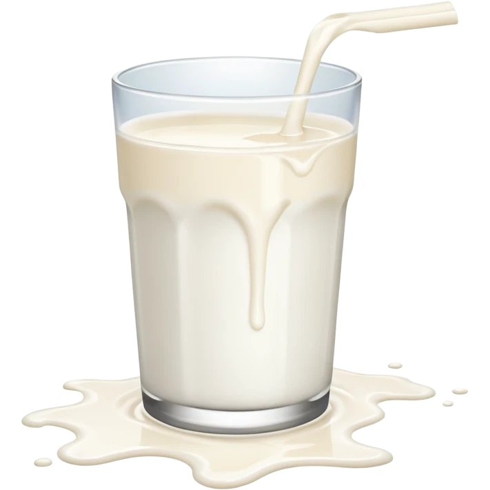 white glass of milk spill on floor emoji