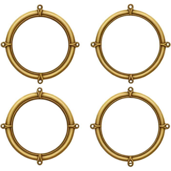 Medieval brass circular frames without glass, simple metalwork
 emoji