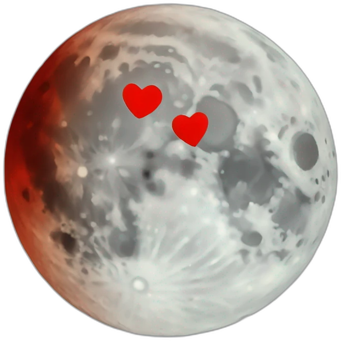 Moon with red heart  emoji