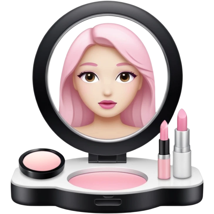 White Makeup vanity with light pink makeup emoji