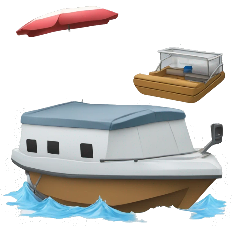 Pontoon boat on water emoji
