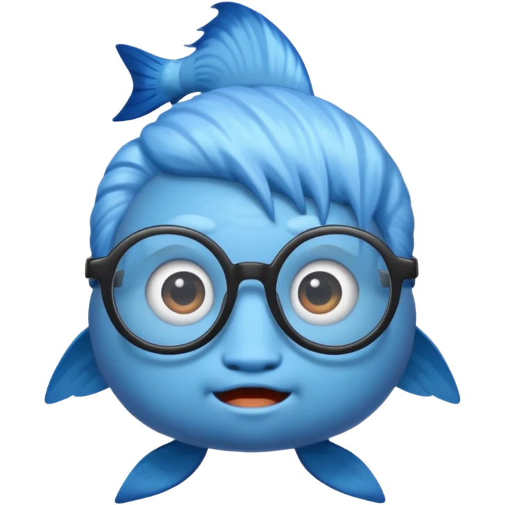 glassess wearing fish with hair emoji