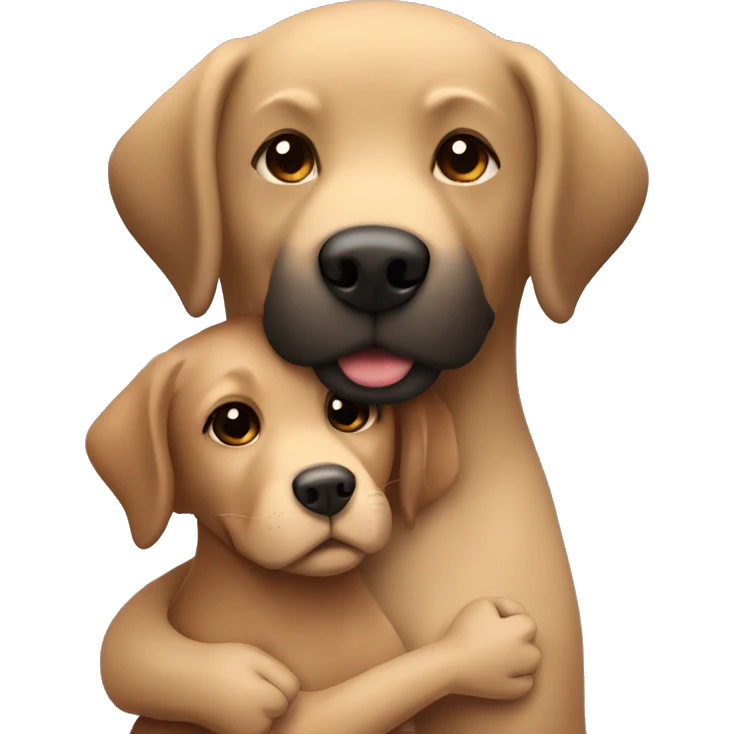 Brown Labrador hugging with a girl with black hair   emoji