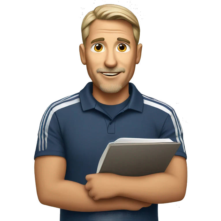 soccer coach with notebook emoji