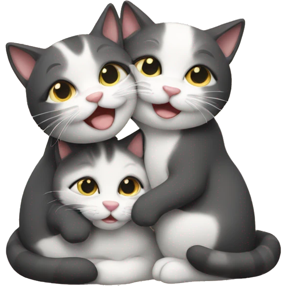 three cats hugging emoji