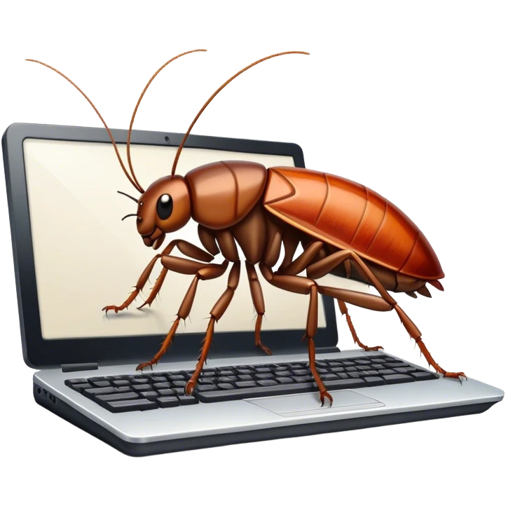 cockroach at home at the computer emoji