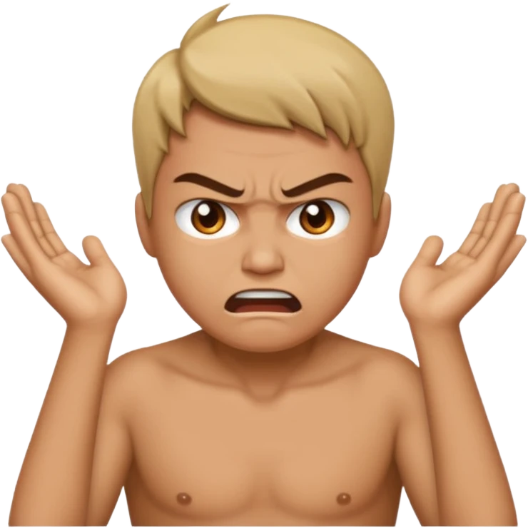 Hands around neck circle mad face emoji