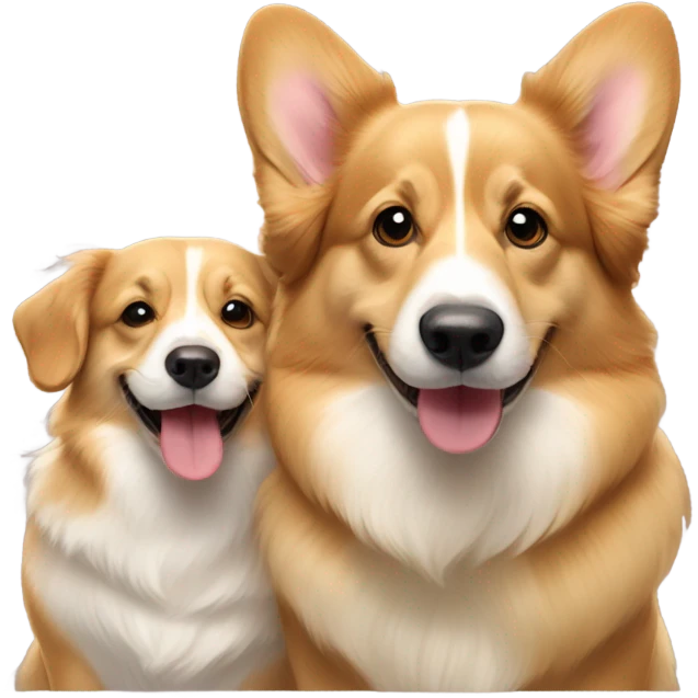 Corgi hugging golden retriever emoji